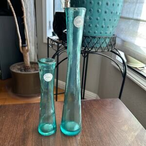 2 Vidrios San Miguel turquoise recycled glass bud vase made in Spain